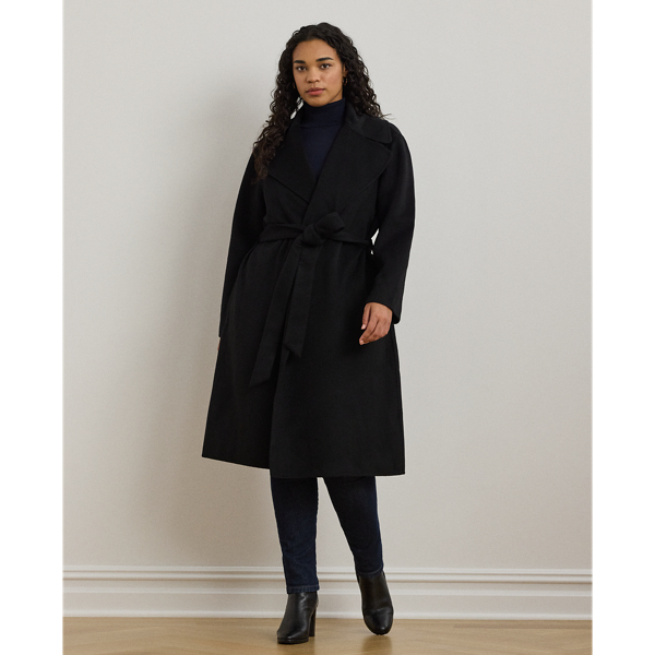 Double Faced Wool Blend Wrap Coat