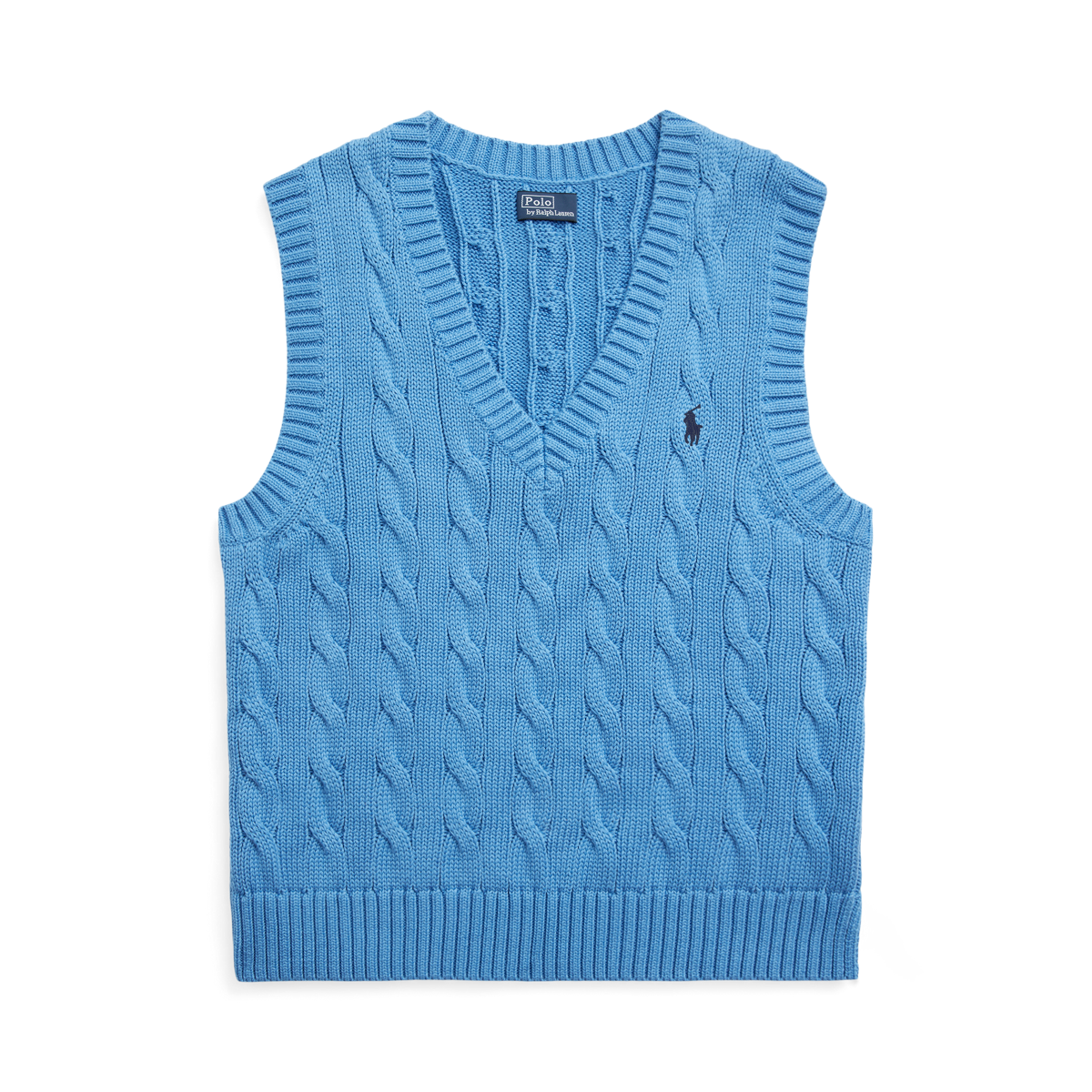 Cable-Knit Cotton V-Neck Sweater Vest