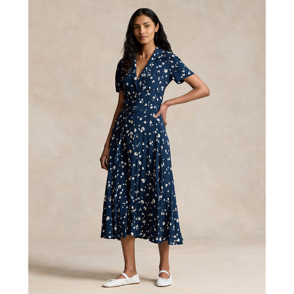 Floral Crepe Short-Sleeve Dress Polo Ralph Lauren 1