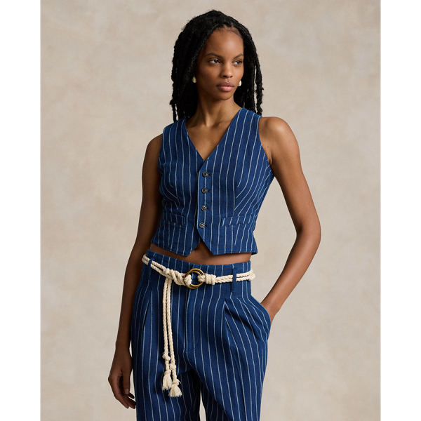 Pinstripe Linen-Cotton Vest