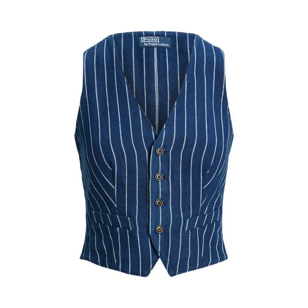 Blue pinstripe waistcoat deals