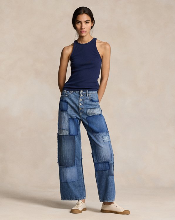 Jeans in 3/4-Länge mit hoher Leibhöhe
