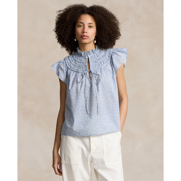 Blusa de voile de algodão floral Polo Ralph Lauren 1