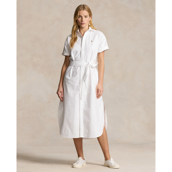 Robe-chemise ceinturée à manches courtes