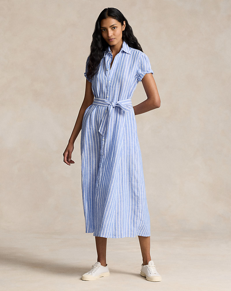 Belted Striped Linen Shirtdress Polo Ralph Lauren 1