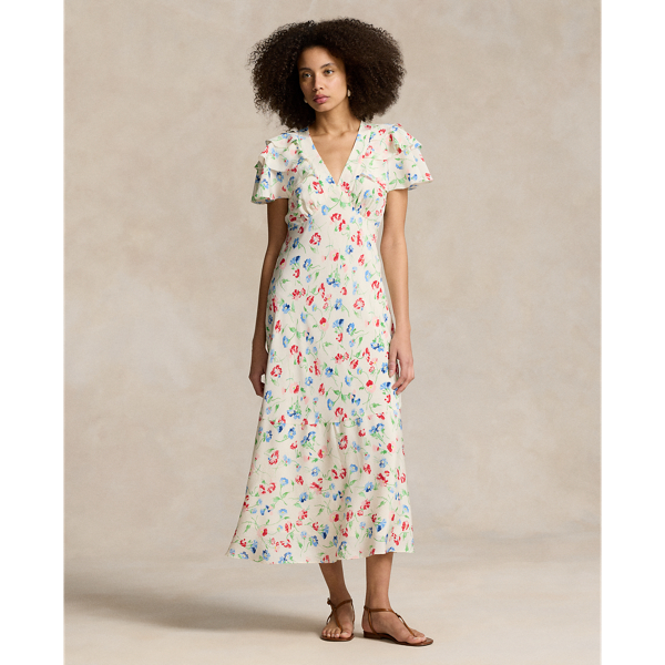 Vestido floral seda em crepe