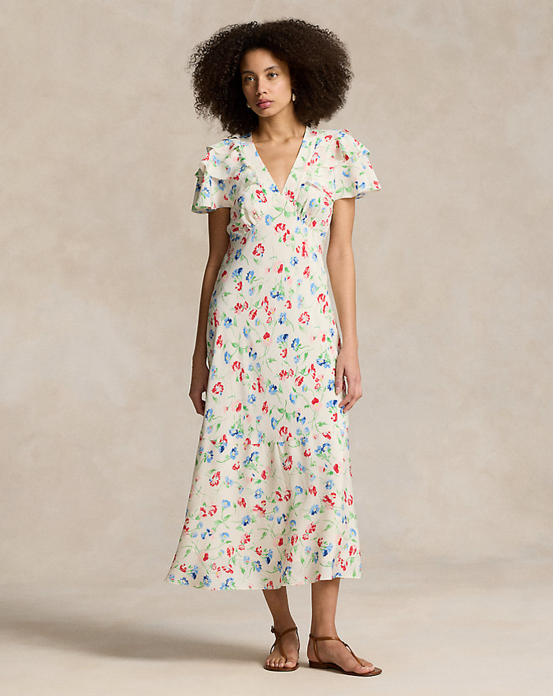 Floral Silk Crepe Dress Polo Ralph Lauren 1