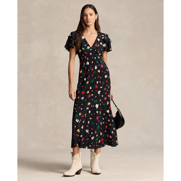 Floral crepe dress clearance