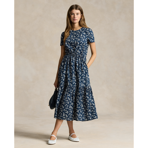 Floral Tiered Cotton Poplin Dress