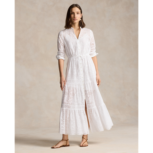 Tiered Eyelet Cotton Maxidress