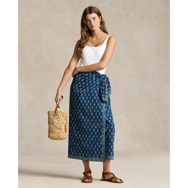 Printed Cotton Wrap Skirt