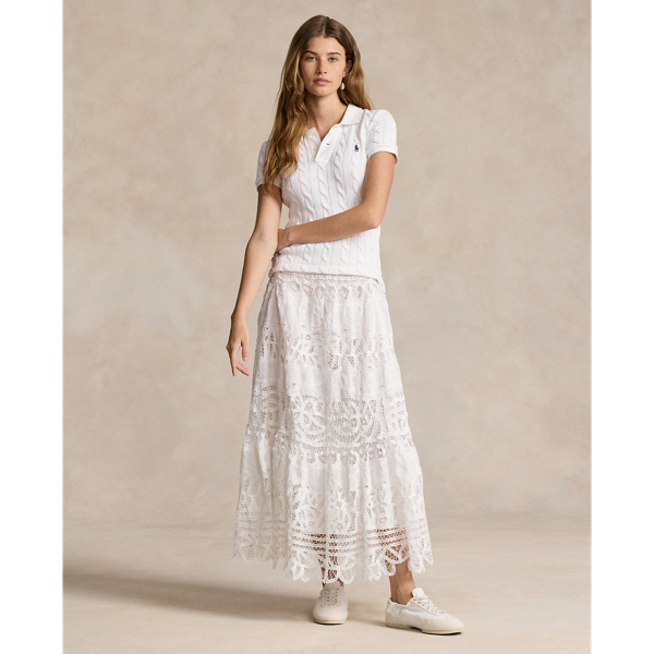 Battenberg-Lace Linen Midi Skirt Polo Ralph Lauren 1