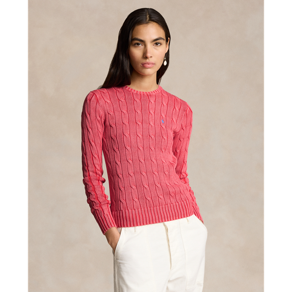 Cable-Knit Cotton Crewneck Sweater