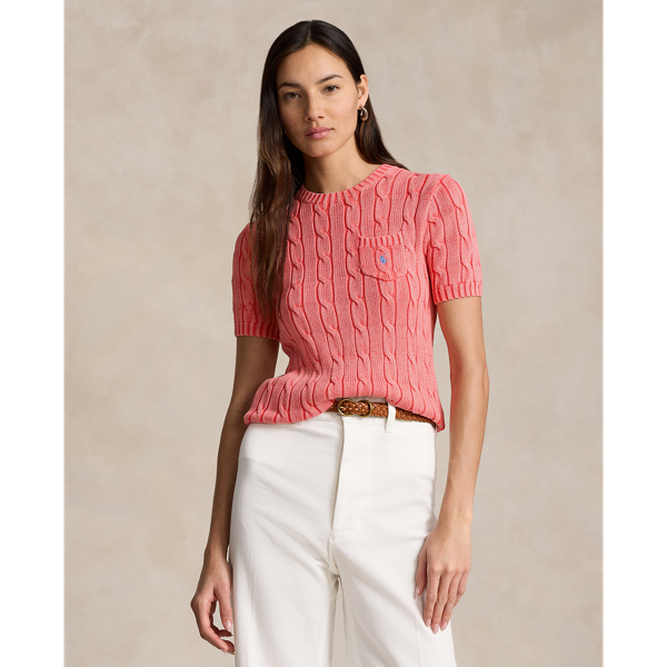 Cotton Cable Short-Sleeve Jumper