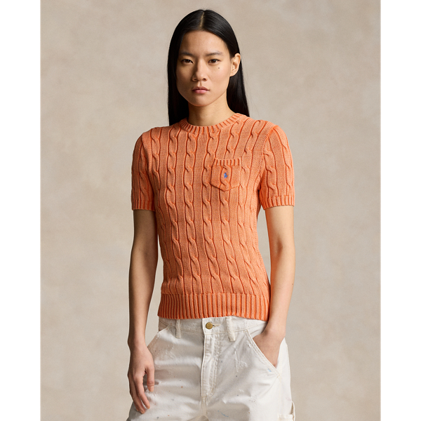 Cotton Cable Short-Sleeve Jumper