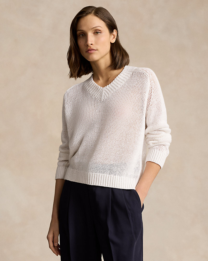 Linen-Cotton V-Neck Sweater Polo Ralph Lauren 1