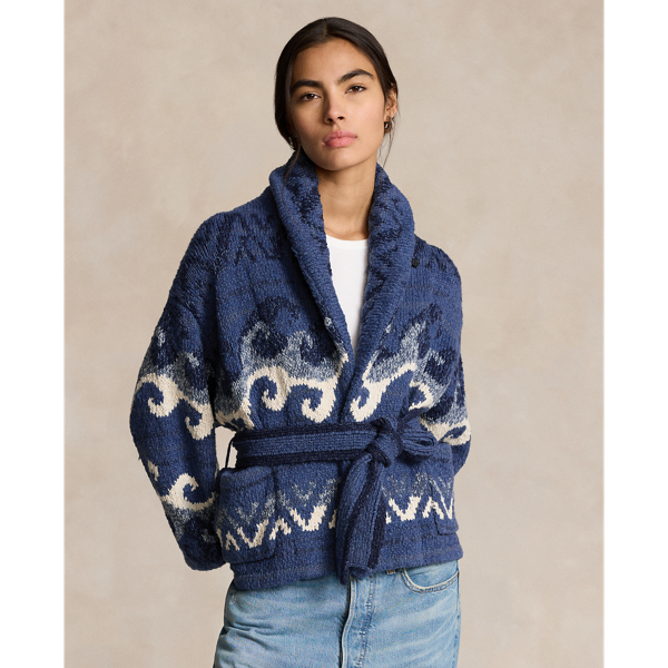 Wave-Motif Shawl Cardigan