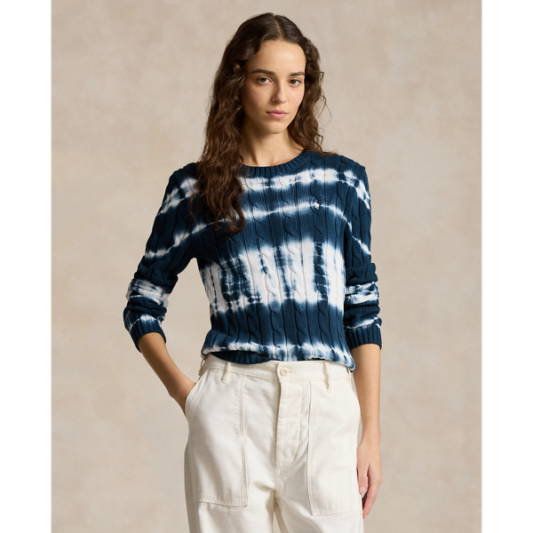 Tie-Dye Cable-Knit Cotton Sweater 