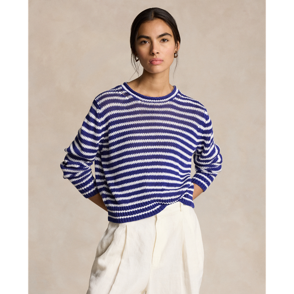 Striped Linen-Cotton Sweater 