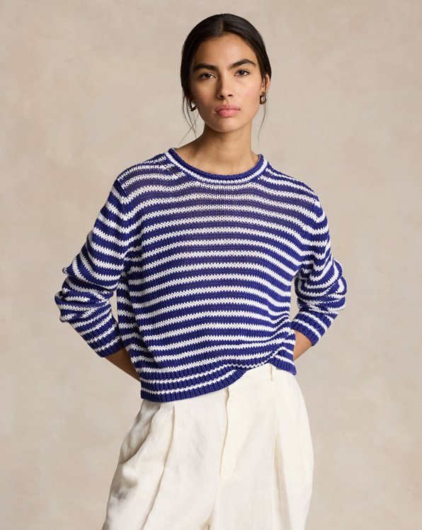 Striped Linen-Cotton Sweater 