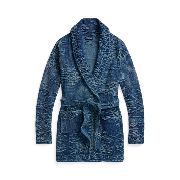 Floral Cotton Shawl Collar Cardigan