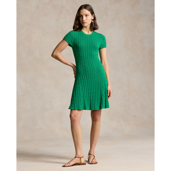 Cable-Knit Short-Sleeve Jumper Dress