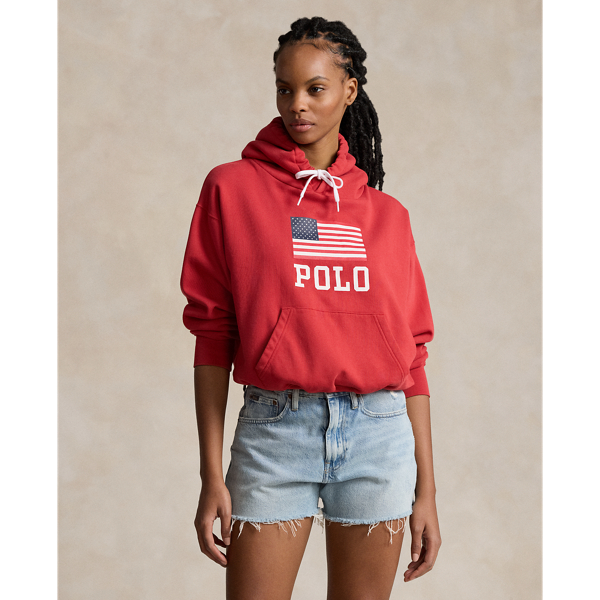 Logo Flag Oversize Fleece Hoodie Polo Ralph Lauren 1