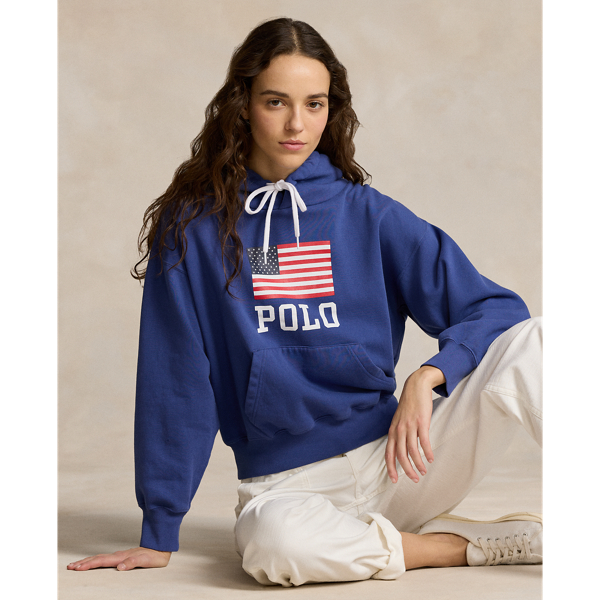 Felpa oversize con cappuccio e bandiera Polo Ralph Lauren 1