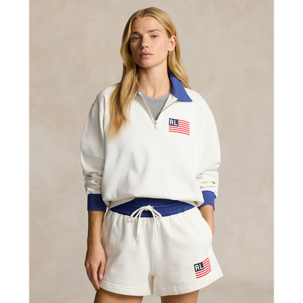 Pull demi-zippé molleton logo et drapeau