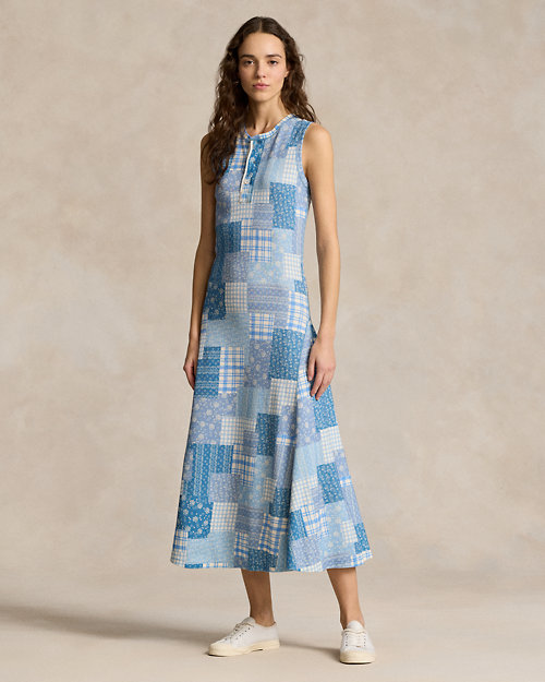 Patchwork Double-Knit Sleeveless Dress