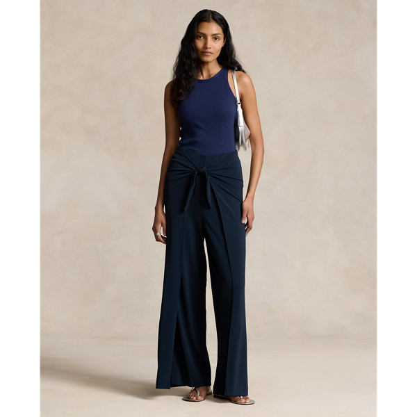 Jersey Wide-Leg Wrap Pant