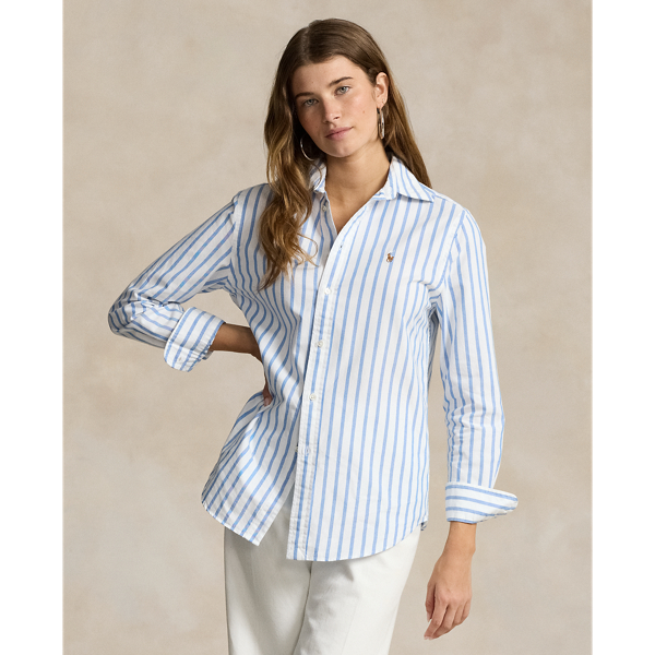 Camisa algodão Oxford descontr. riscas