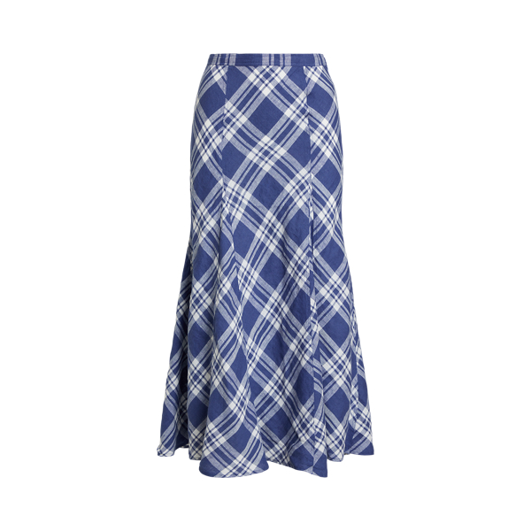 Plaid Linen Paneled Skirt