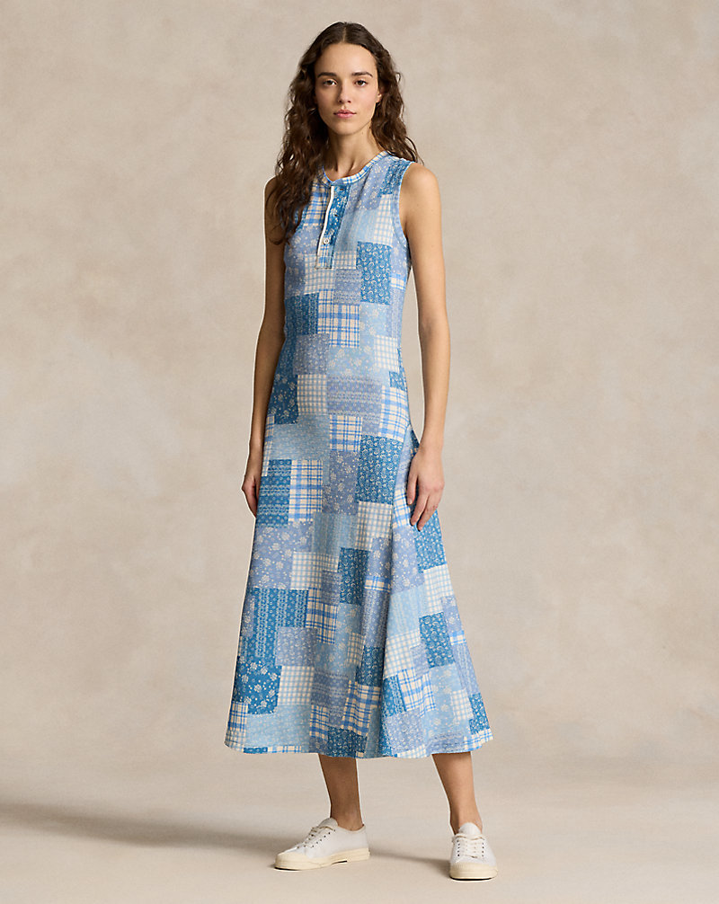 Patchwork Double-Knit Sleeveless Dress Polo Ralph Lauren 1
