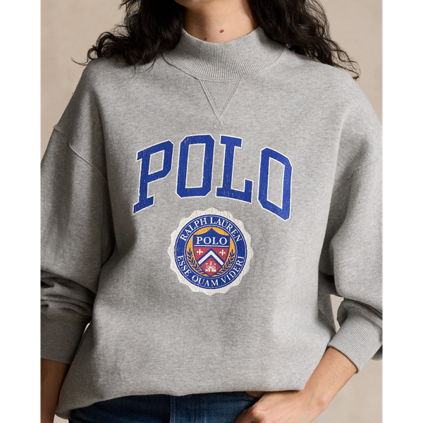 Logo Crest Lightweight Fleece Mockneck for Women Ralph Lauren UK