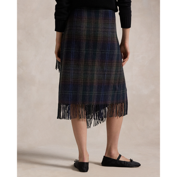 Fringe Trim Plaid Wrap Skirt for Women Ralph Lauren PT