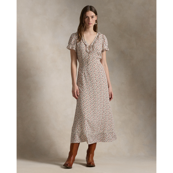 Robe fleurie a bordure volantee
