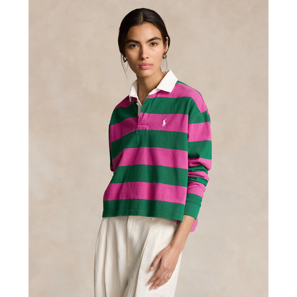 Striped Cropped Jersey Rugby Shirt