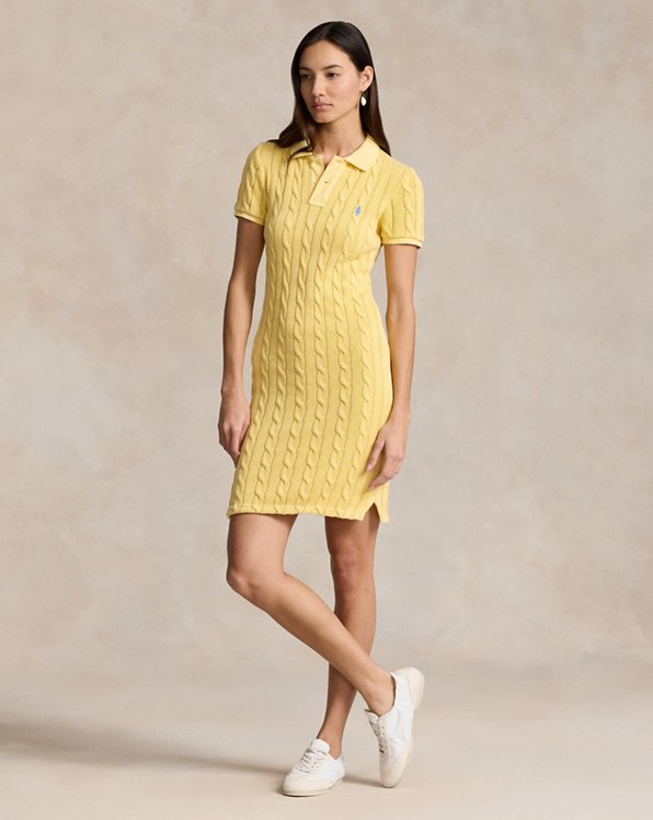 Cable-Knit Cotton Polo Dress