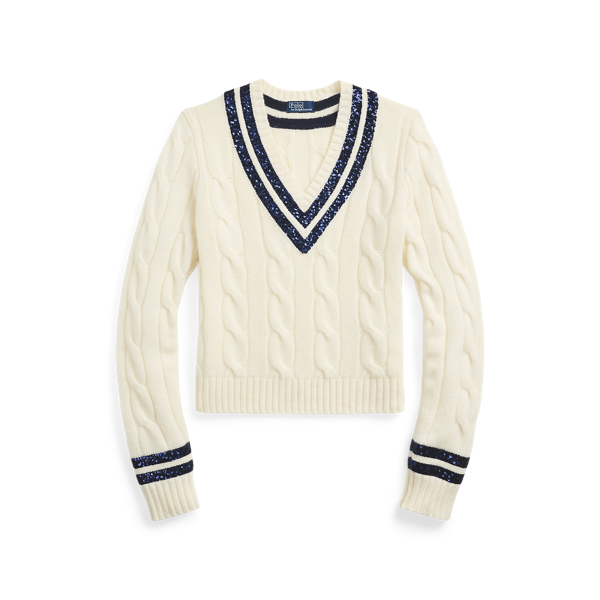 Sequinned Wool Cashmere Cricket Jumper