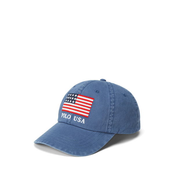 Casquette brodée d'un drapeau en sergé