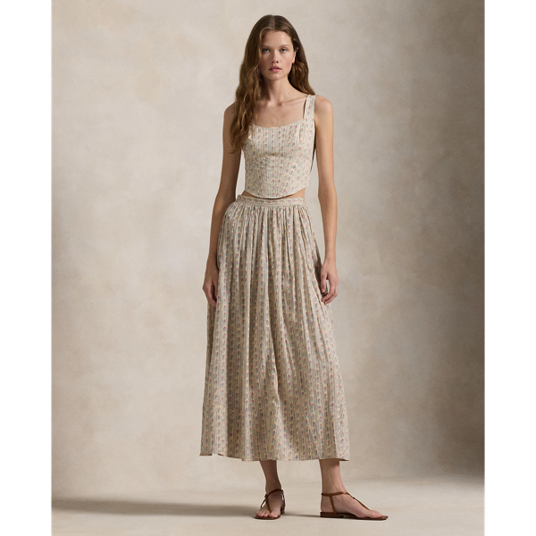 Floral Cotton A Line Skirt