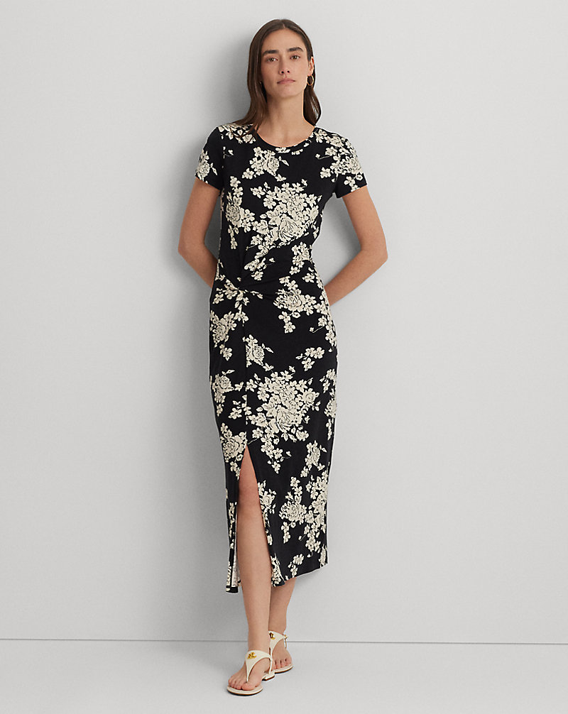 Floral Jersey Twist-Front Midi Dress Lauren 1