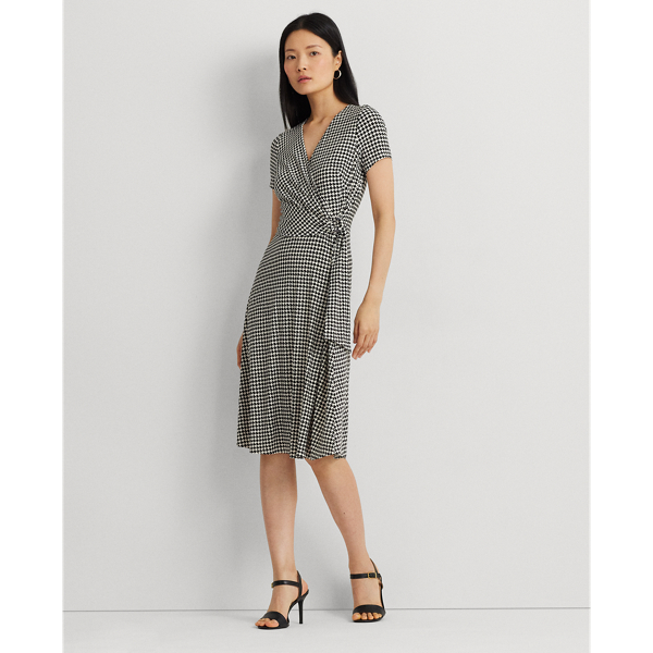 Houndstooth Jersey Surplice Dress Lauren 1