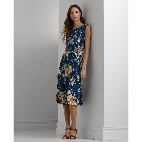 Floral Twist-Front Stretch Jersey Dress Lauren 1