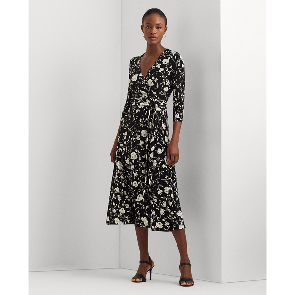 Floral Surplice Jersey Dress