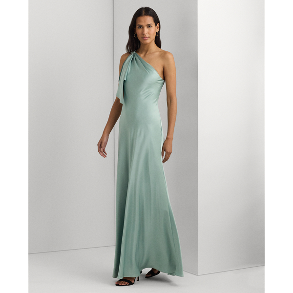 Satin Charmeuse One-Shoulder Gown