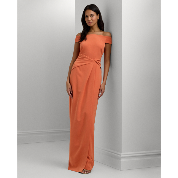 Crepe Off-the-Shoulder Gown