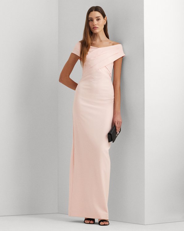 Crepe Off-the-Shoulder Gown