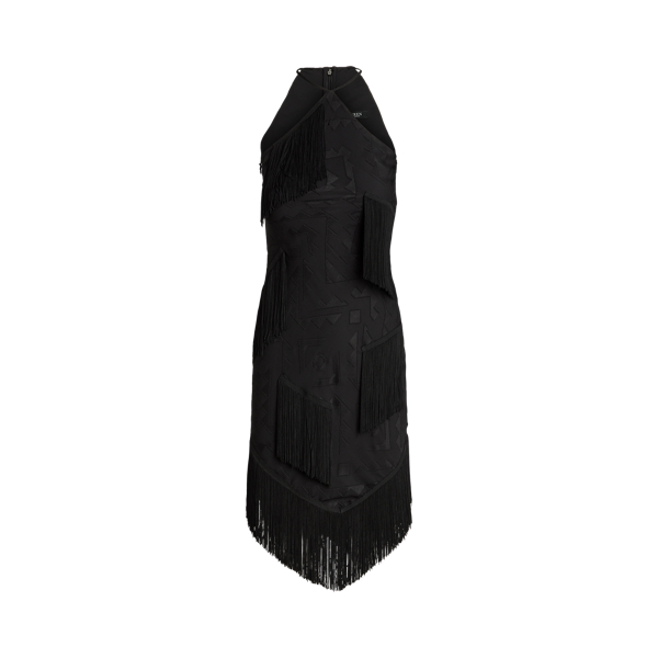 Fringe Trim Fil Coupe Cocktail Dress